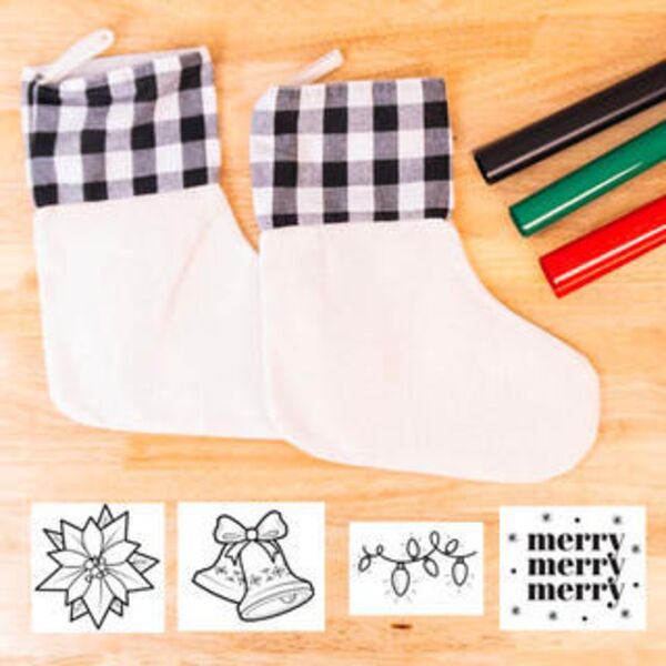 Buffalo Plaid Christmas Hat and Stocking SVG Bundle Thumbnail