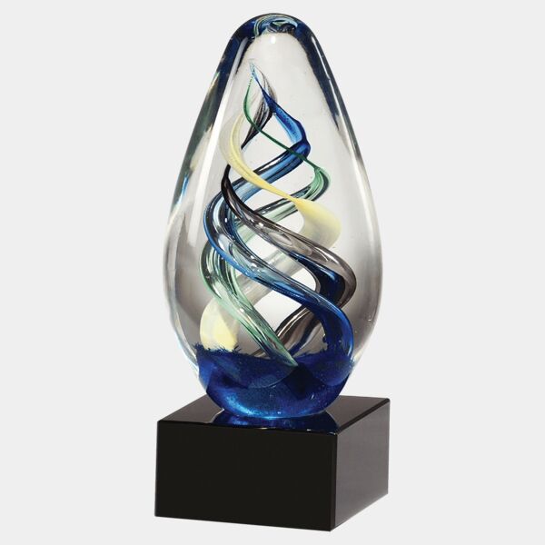 7 1/8" Egg Shaped Colored Art Glass on Glass Base-No Plate Thumbnail