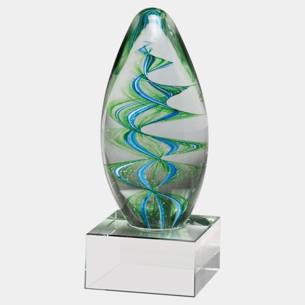 6 1/2" and Helix Egg Shaped Art Glass on Glass Base-No Plate Thumbnail