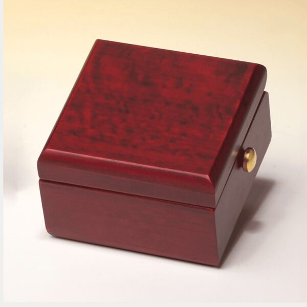 3 1/2" x 3 1/2" Hand Rubbed Finish Box Clock, Metal Goldtone Knobs and Velour Lined Lid-Plate Not Included Thumbnail