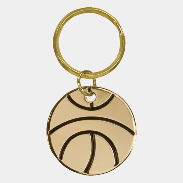 1 1/2" Basketball Brass Keychain Thumbnail