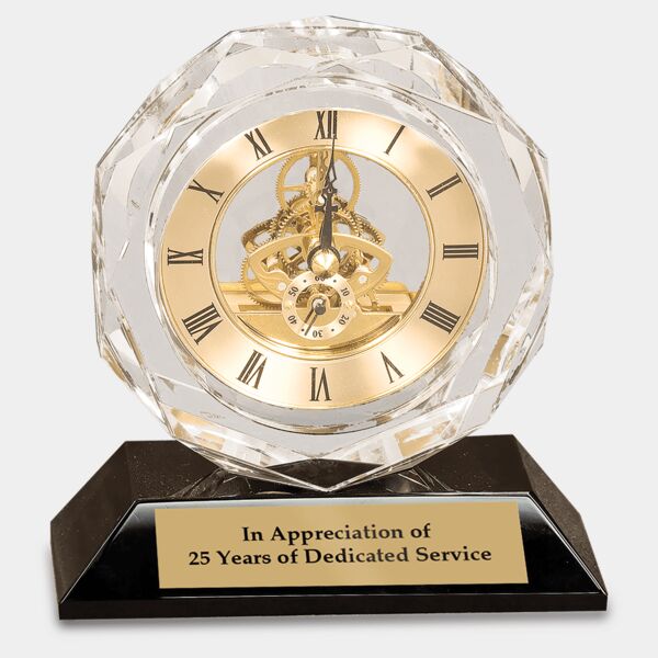 5 3/4" Crystal Clock on Pedestal Base Thumbnail