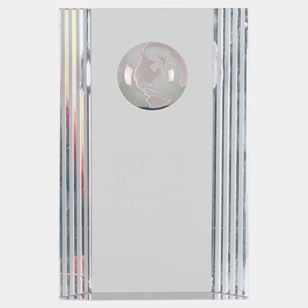 6 1/2" Crystal Rectangle with Globe Etching Thumbnail