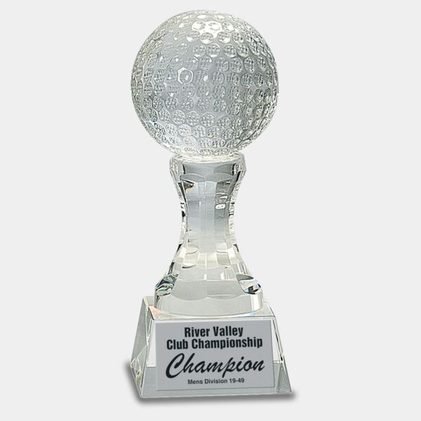 7 3/4" Crystal Golf Ball on Pedestal Base Thumbnail