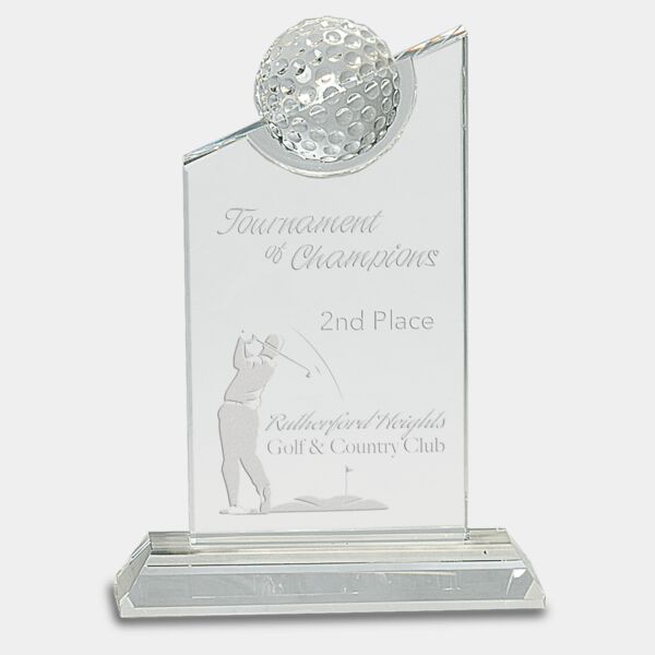 7 1/4" Crystal with Inset Crystal Golf Ball on Base Thumbnail