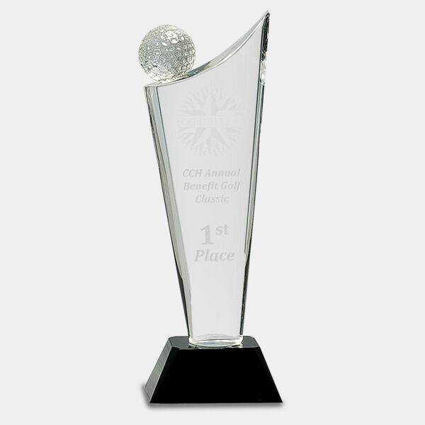 10 3/4" Crystal Golf Wave on Pedestal Base Thumbnail