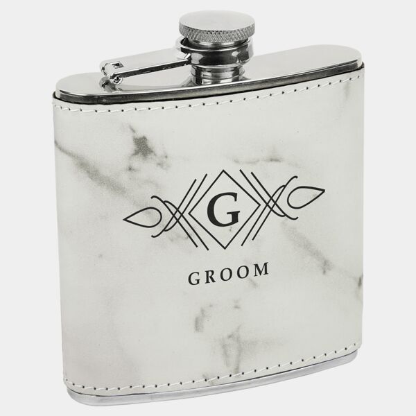 6 oz. Marble Laserable Leatherette Flask Thumbnail