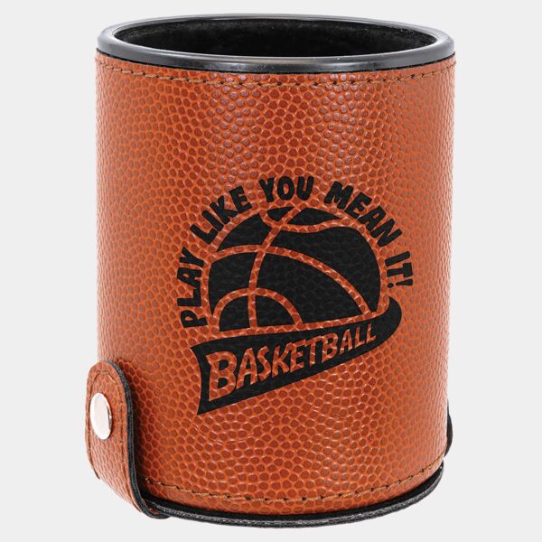 Basketball Laserable Leatherette Dice Cup with 5 Dice Thumbnail