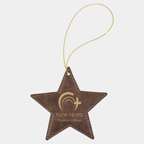 Rustic/ Laserable Leatherette Star Ornament with String Thumbnail