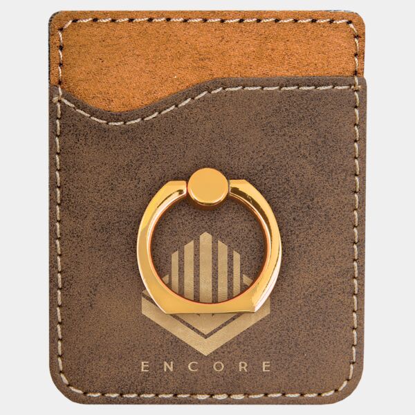 Rustic/ Laserable Leatherette Phone Wallet with Ring Thumbnail