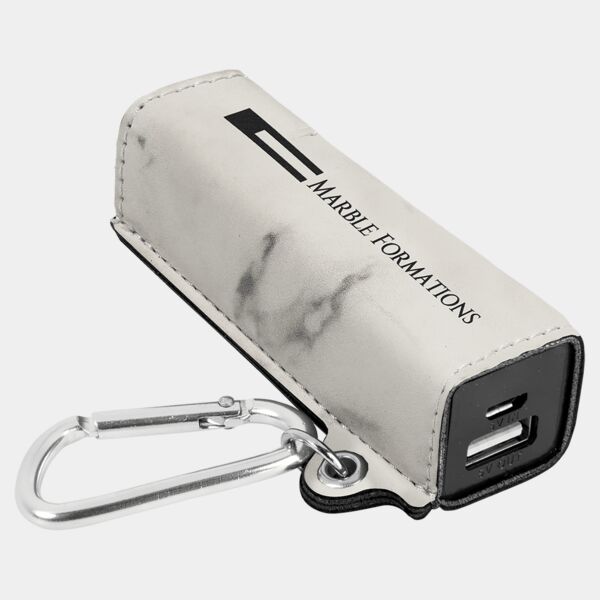 Marble Laserable Leatherette 2200 mAh Power Bank with USB Cord Thumbnail