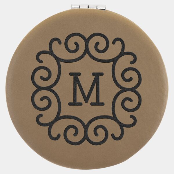 2 1/2" Laserable Leatherette Compact Mirror Thumbnail