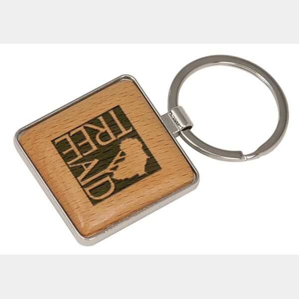 1 9/16" x 1 9/16" /Wood Laserable Square Keychain Thumbnail