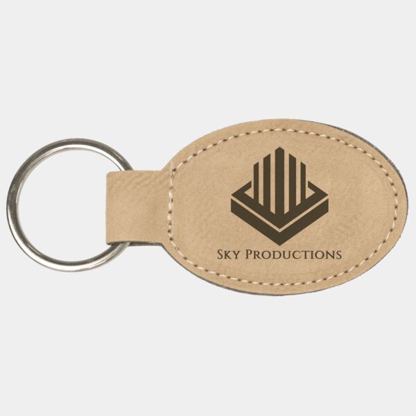 3" x 1 3/4" Laserable Leatherette Oval Keychain Thumbnail