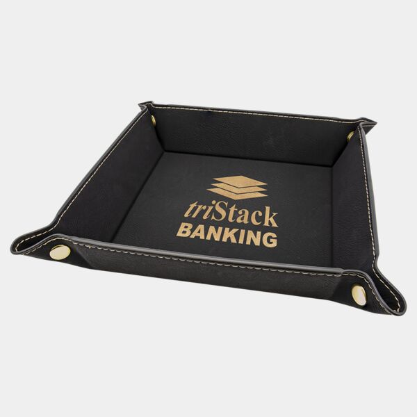 6" x 6" Laserable Leatherette Snap Up Tray with Snaps Thumbnail