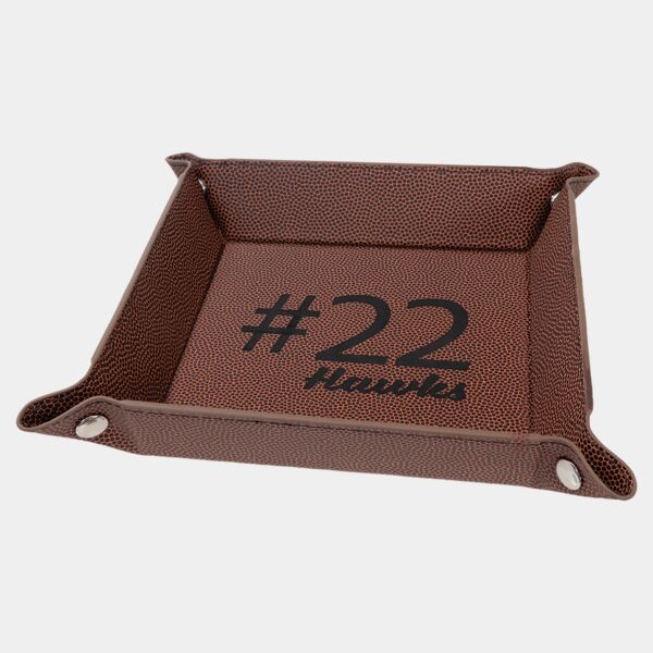 6" x 6" Football Laserable Leatherette Snap Up Tray with Snaps Thumbnail