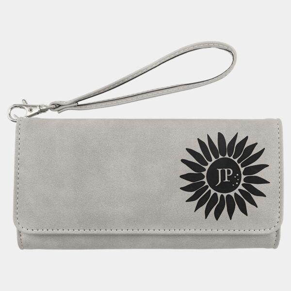 Wallet with Strap - Laserable Leatherette, Creekside Collection, 7 1/2" x 4", Light Thumbnail