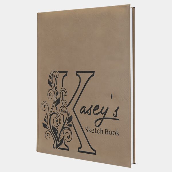 7" x 9 3/4" Laserable Leatherette Sketch Book with Unlined Notepad Thumbnail