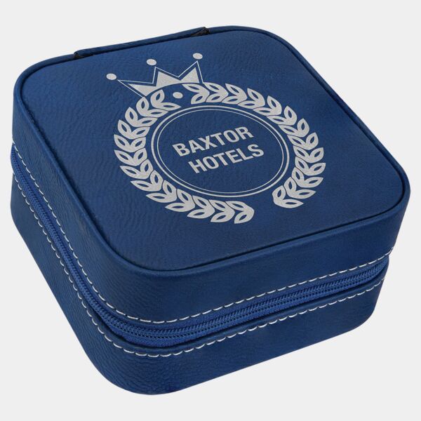 4" X 4" Leatherette Travel Jewelry Box with Tan Lining Thumbnail