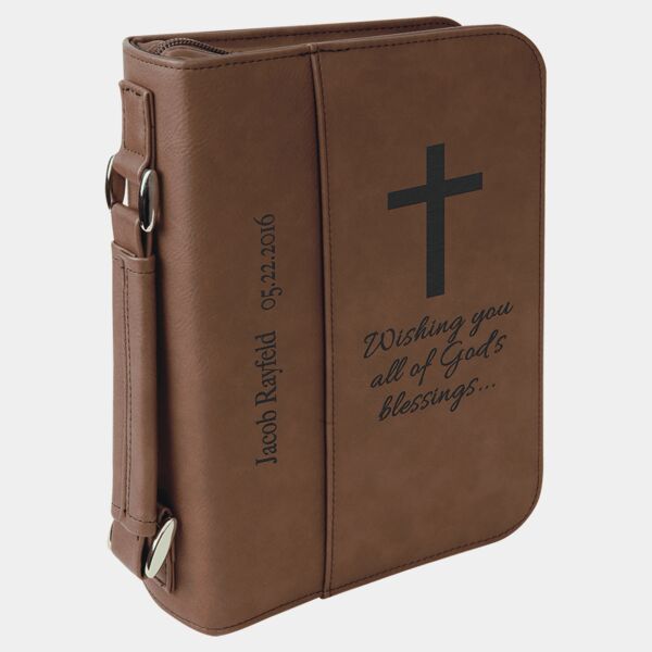 6 3/4" x 9 1/4" Leatherette Book/Bible Cover with Handle & Zipper Thumbnail