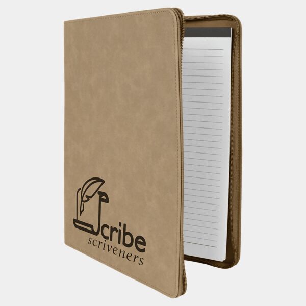 9 1/2" x 12" w/ Zipper Laserable Leatherette Portfolio with Notepad Thumbnail