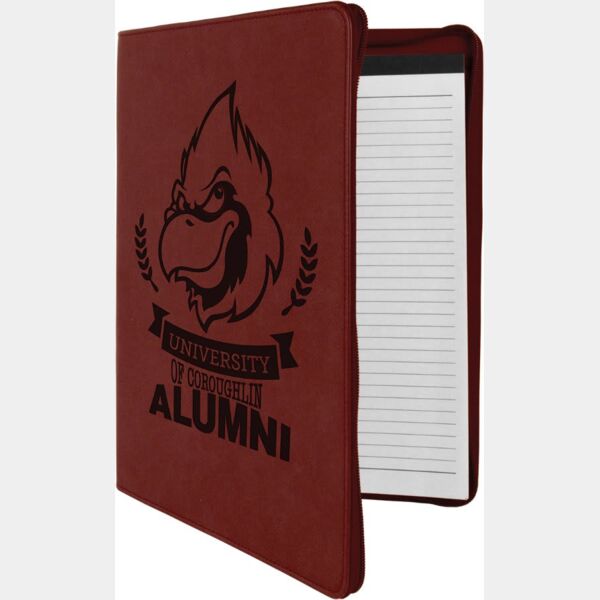 9 1/2" x 12" Rose with Zipper Laserable Leatherette Portfolio with Notepad Thumbnail