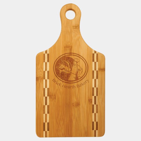 13 1/2" x 7" Paddle Shaped Cutting Board with Butcher Block Inlay Thumbnail