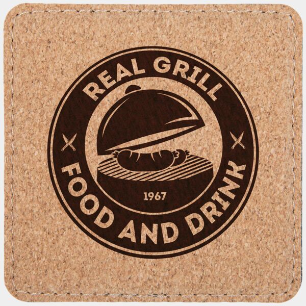 4" x 4" Square Cork Coaster with Stitching Thumbnail