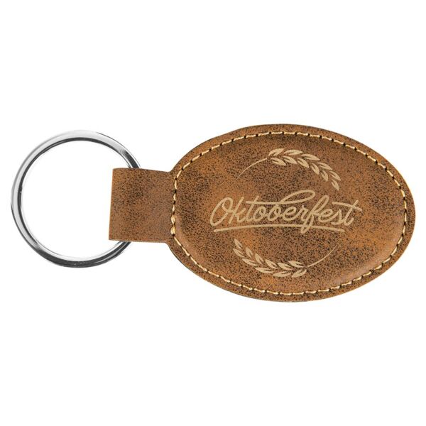 3" x 1 3/4" Rustic/ Laserable Leatherette Oval Keychain Thumbnail