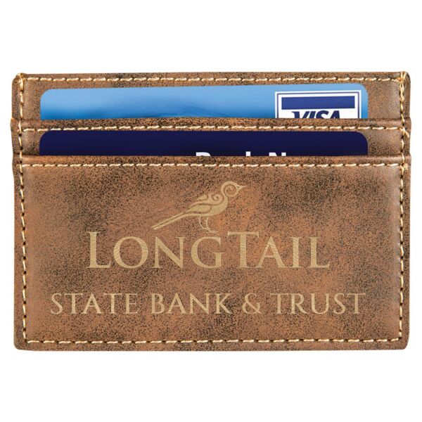 4" x 2 3/4" Rustic/ Laserable Leatherette Wallet Clip Thumbnail
