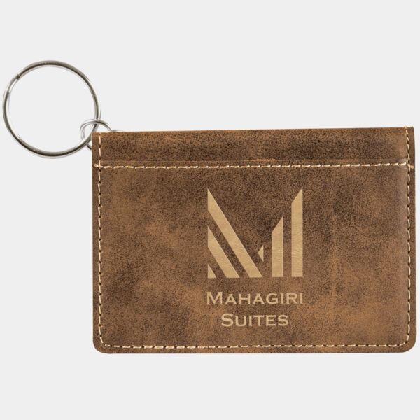 4 1/4" x 3" Rustic/ Laserable Leatherette Keychain ID Holder Thumbnail