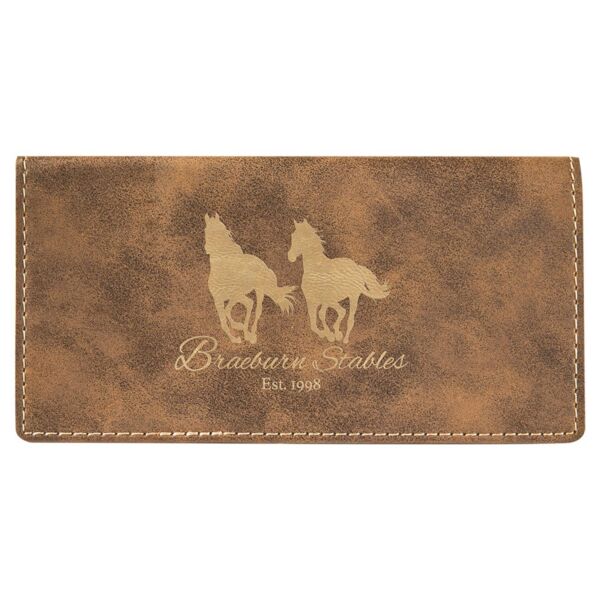 6 3/4" x 3 1/2" Rustic/ Laserable Leatherette Checkbook Cover Thumbnail