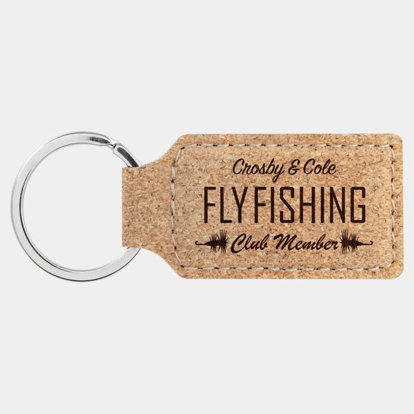 2 3/4" x 1 1/4" Cork Rectangle Keychain Thumbnail
