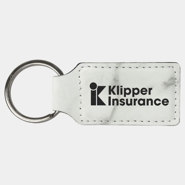 2 3/4" x 1 1/4" Marble Laserable Leatherette Rectangle Keychain Thumbnail