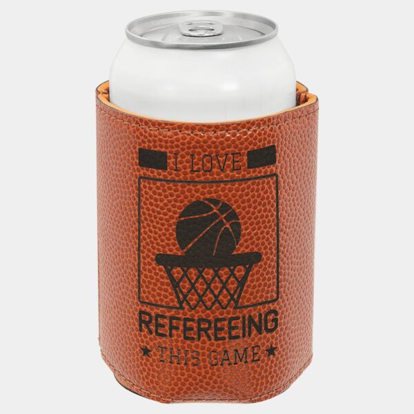 3 3/4" Basketball Laserable Leatherette Beverage Holder Thumbnail