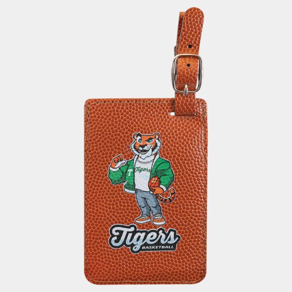 4 1/4" x 2 3/4" Basketball Laserable Leatherette Luggage Tag Thumbnail