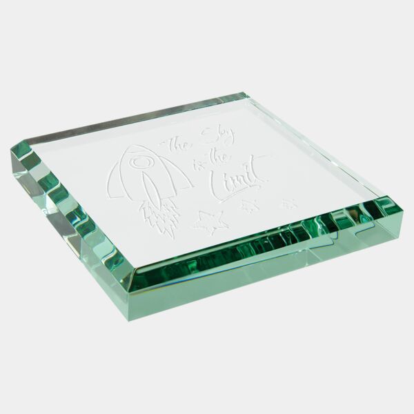3" x 3" x 1/2" Jade Glass Paperweight Thumbnail