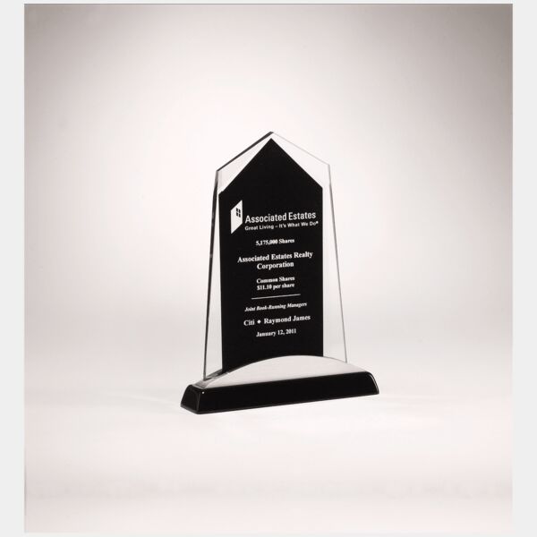 6 5/8" x 7 7/8" Apex Series Glass Award, Piano Finish Base with Aluminum Accent Thumbnail