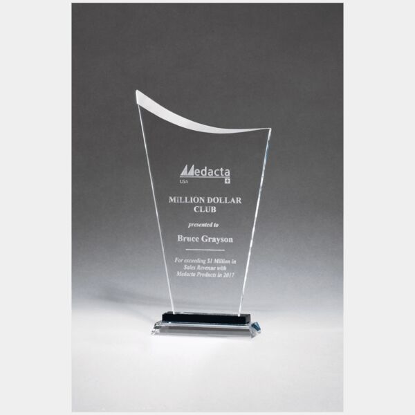 5 1/2" x 10 1/2" Contemporary Glass Award with Pedestal Base Thumbnail