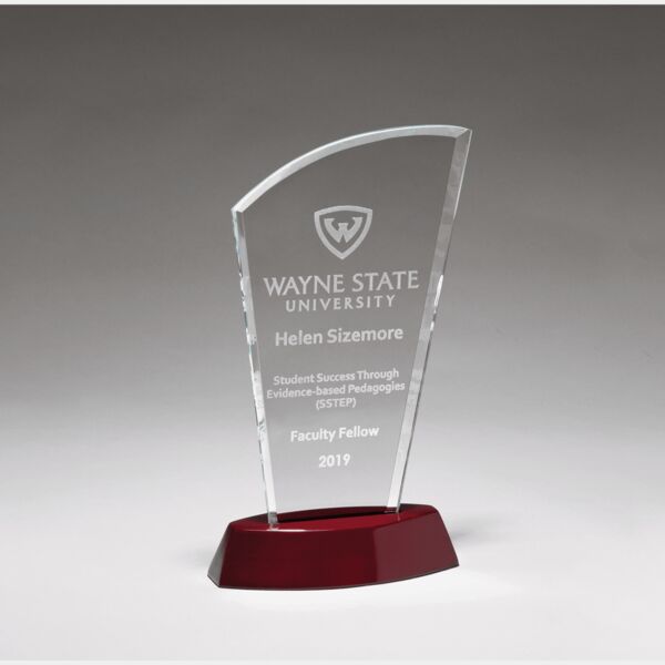 5 1/2" x 10 3/4" Sail Series Glass Award with High Gloss Finish Base Thumbnail