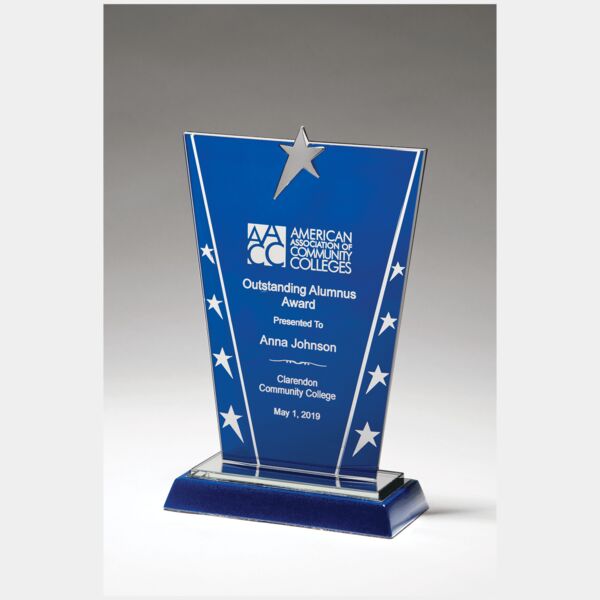 6 3/8" x 9 5/8" Constellation Series Glass Award with Background with Plated Star Thumbnail