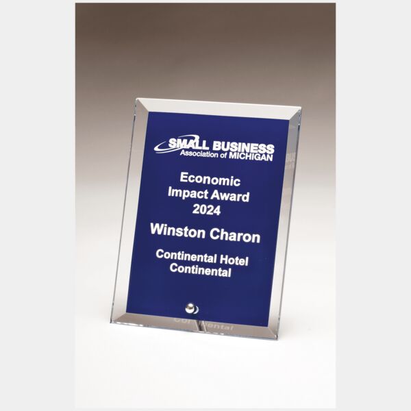 5" x 7" Thick Glass Plaque with Painted Background, Silv er Plated Easel Post Thumbnail