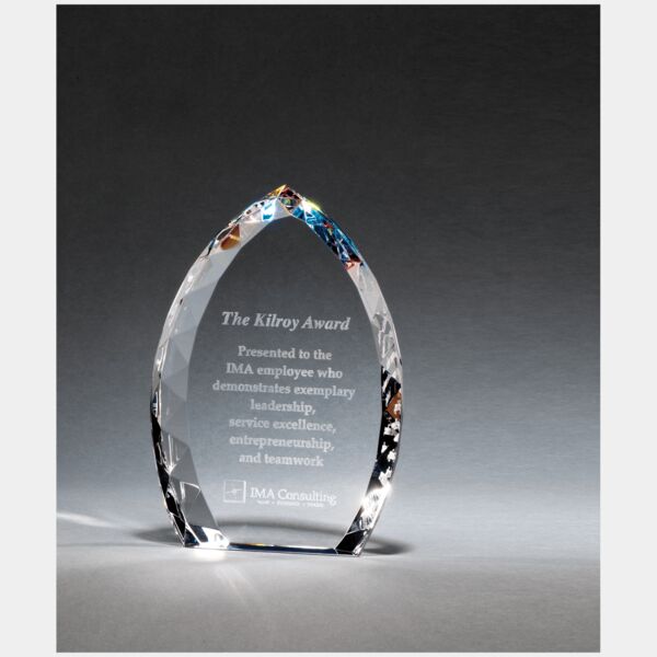 6" x 8" x 1 1/8" (Tapered) Crystal Flame with Jeweled Edge and Prism-Effect Thumbnail