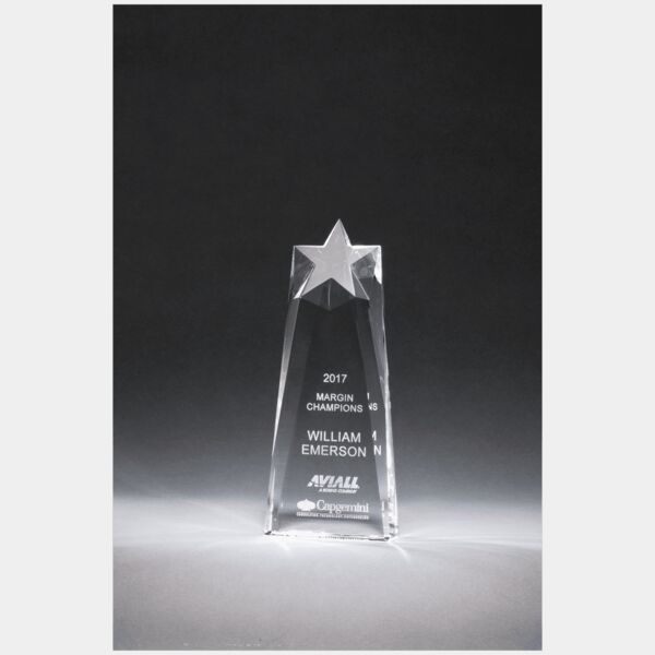 2 1/2" x 7 1/2" x 1 1/2" (Tapered) Star Trophy Carved From a Block of Crystal Thumbnail