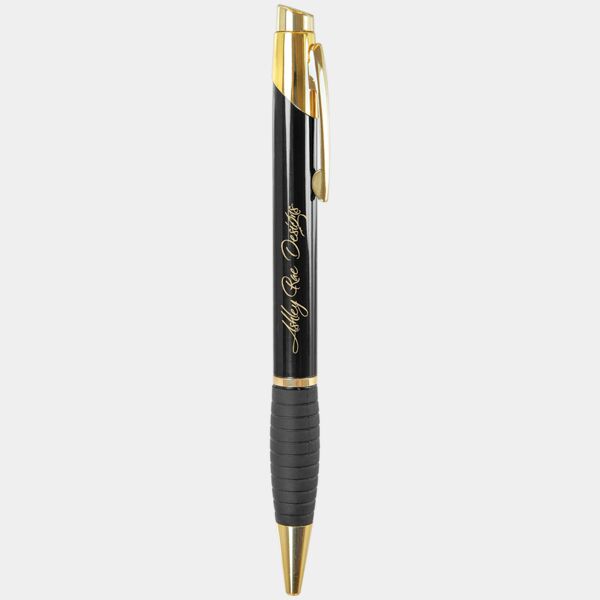 Gloss Brass Ballpoint Pen with Gripper Thumbnail