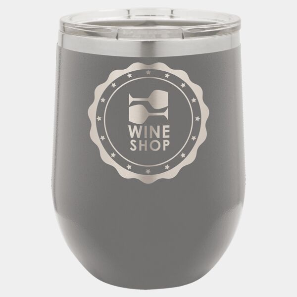 Polar Camel 12 oz. Dark Stemless Wine Tumbler with Standard Lid Thumbnail