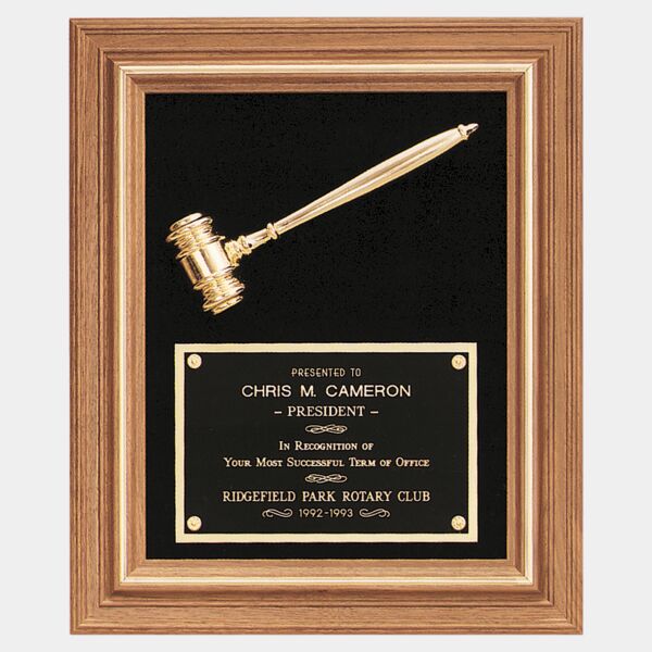 15" x 18" Electroplated Gavel in a Frame with Velour Background and Laserable Brass Plate Thumbnail