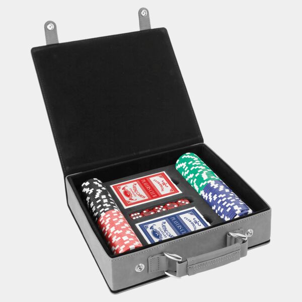 / Laserable Leatherette 100 Chip Poker Set Thumbnail