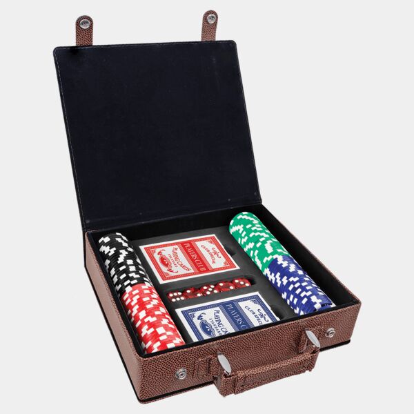 Football Laserable Leatherette 100 Chip Poker Set Thumbnail