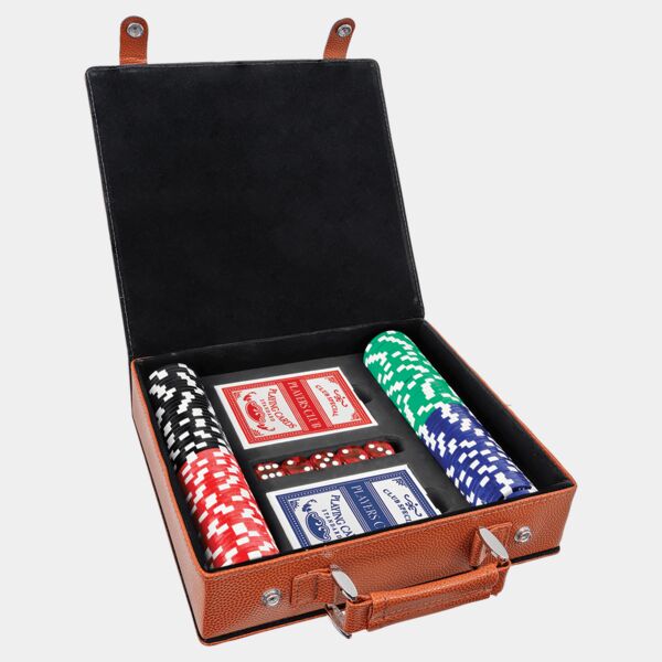 Basketball Laserable Leatherette 100 Chip Poker Set Thumbnail